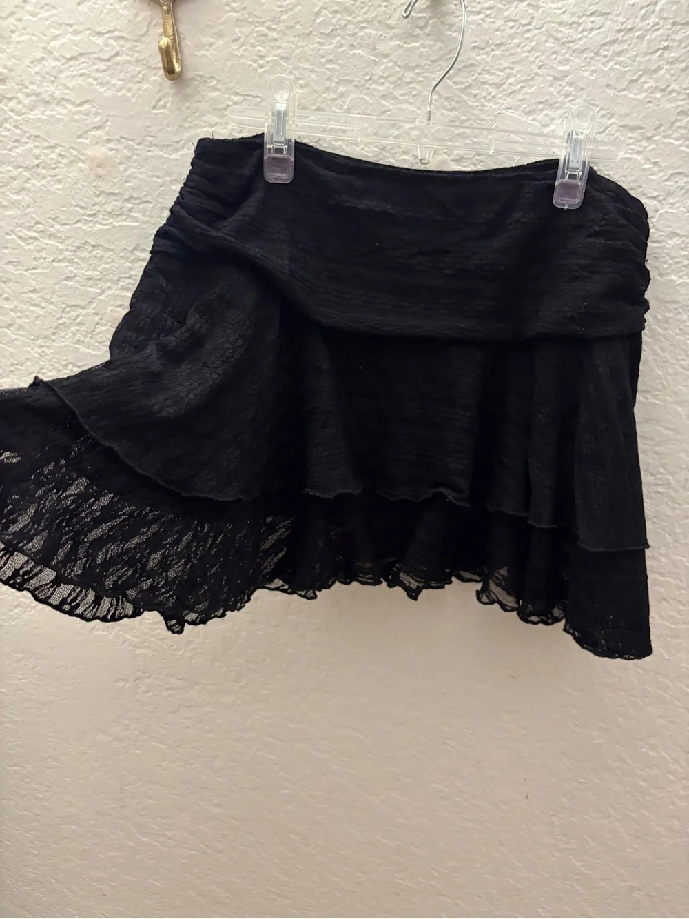 HYFVE Black Lace Tiered Skater Skirt